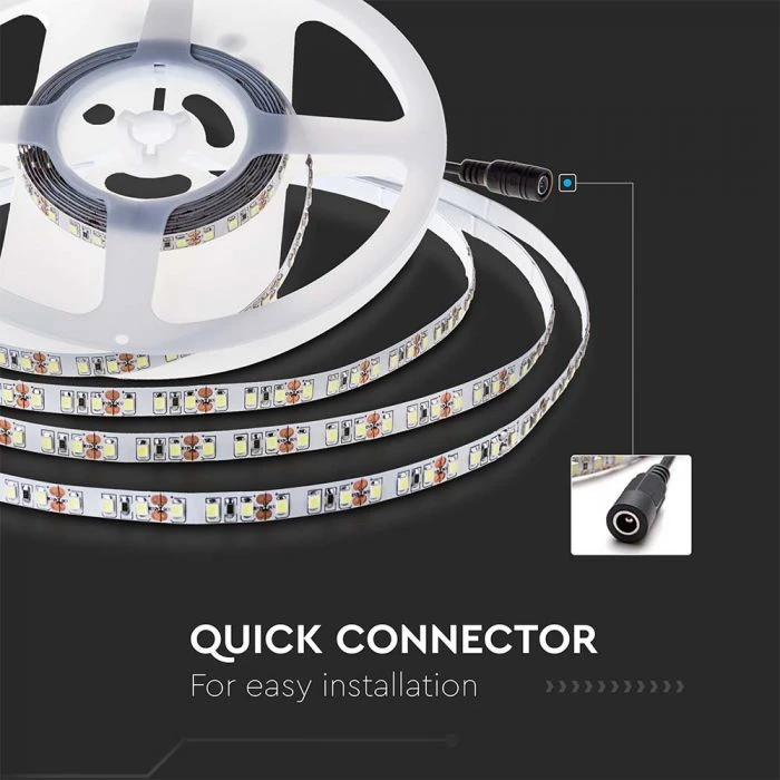 V-tac 8W/m LED juosta, 24V, 120 LED/m, 4000K, 10 metrų ritė