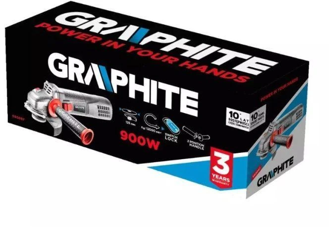 Elektrinis kampinis šlifuoklis GRAPHITE 900W, 125mm. 59G087