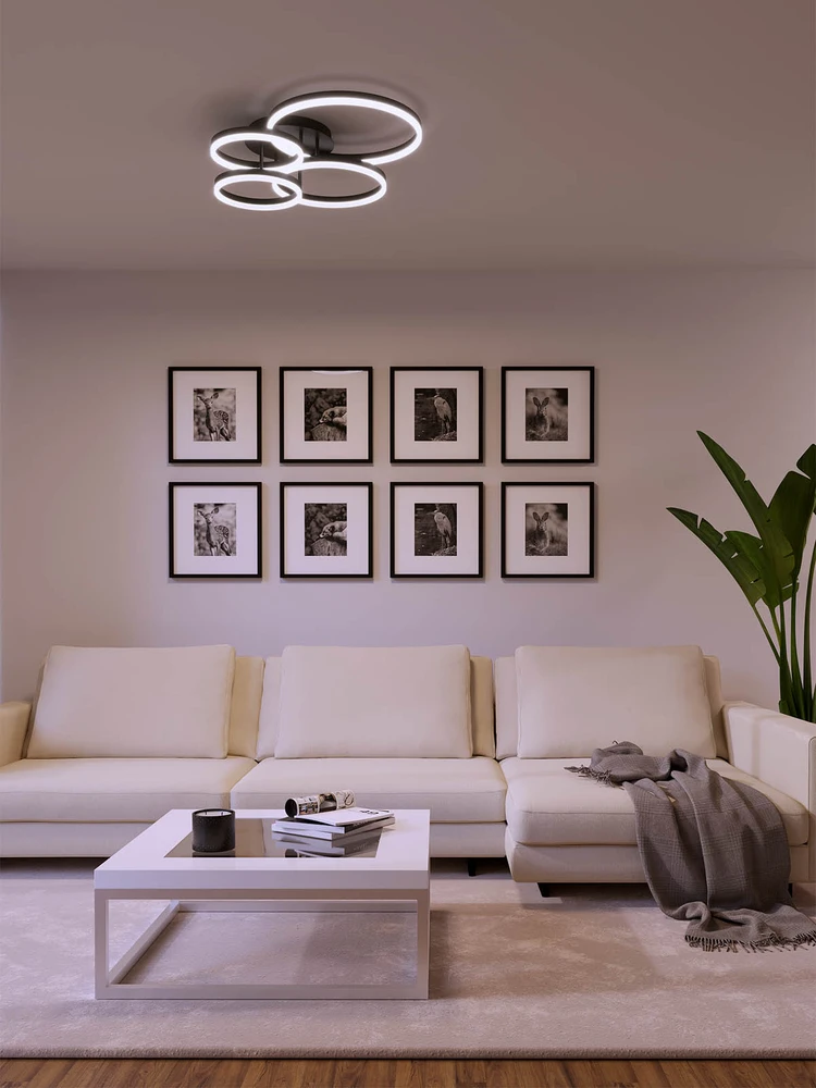 90W LED paviršinis lubinis šviestuvas TARA, juodos/baltos sp., 3000/4000/6000K