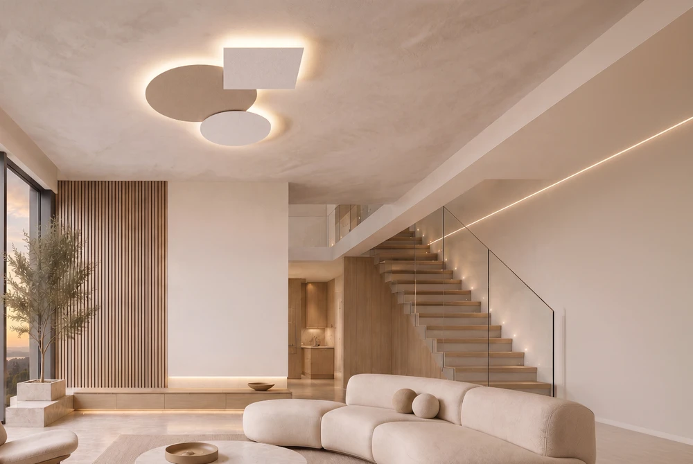94W LED sieninis šviestuvas, baltos/smėlio sp., 2700/3000/4000K, dimeriuojamas, 2687