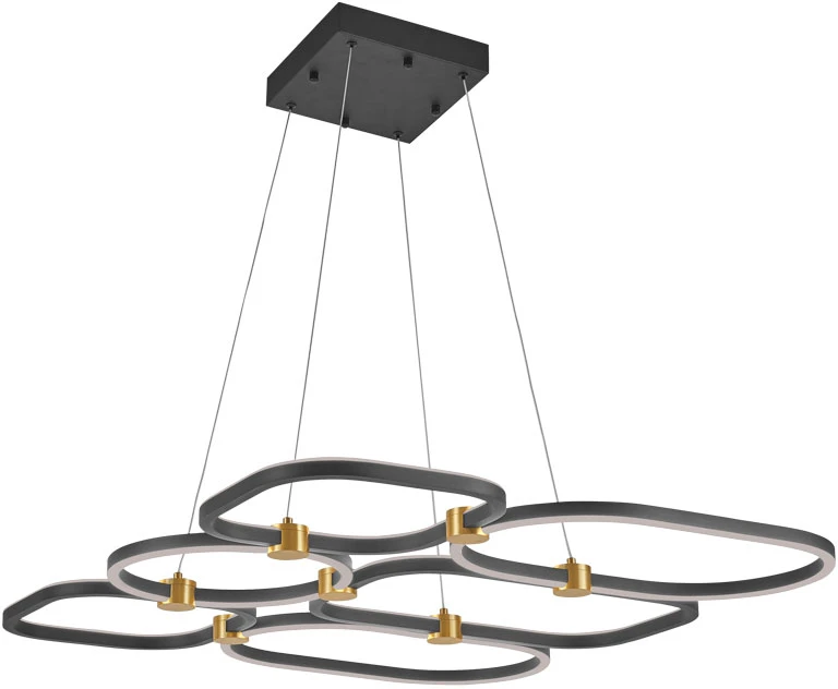 96W LED pakabinamas šviestuvas, juodos/aukso sp., 3000K, dimeriuojamas, 2649
