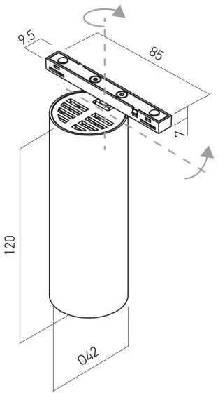 9,6W LED šviestuvas į magnetinius bėgelius XNEO, juodas, 3000K, dimeriuojamas, reguliuojamas
