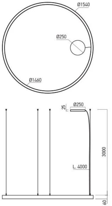 97W LED pakabinamas šviestuvas XAMBIT, juodas, 4000K