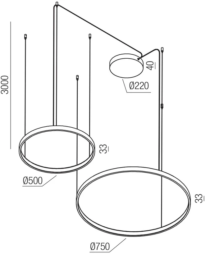 98W LED pakabinamas šviestuvas ORION, nikelio sp., 2700/3000/4000K, DALI, 01-3880 DALI