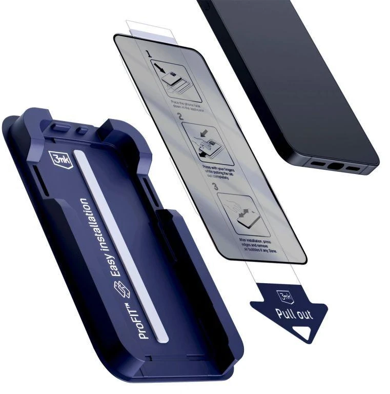 3Mk Protection 9H grūdintas stiklas su 3mk HardGlass Max privatumo filtru, skirtas iPhone 15 Pro.