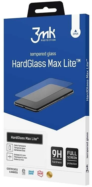 3MK HardGlass Max Lite ekrano apsauga, Apple, iPhone XS Max, grūdintas stiklas, skaidrus/Juodas