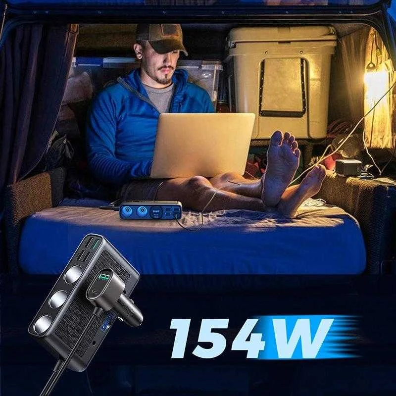 Automobilinis įkroviklis Joyroom 9in1 154W 3x12V, PD USB Type-C, QC3.0 USB-A, 4xUSB-A JR-CL06
