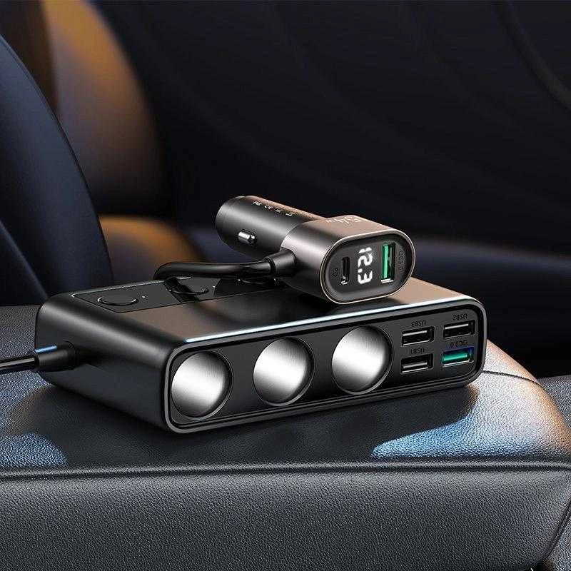 Automobilinis įkroviklis Joyroom 9in1 154W 3x12V, PD USB Type-C, QC3.0 USB-A, 4xUSB-A JR-CL06