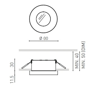 9W įleidžiamas LED šviestuvas PUCK M, baltas