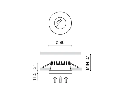9W įleidžiamas LED šviestuvas PUCK RECESSED M, juodas 4000K