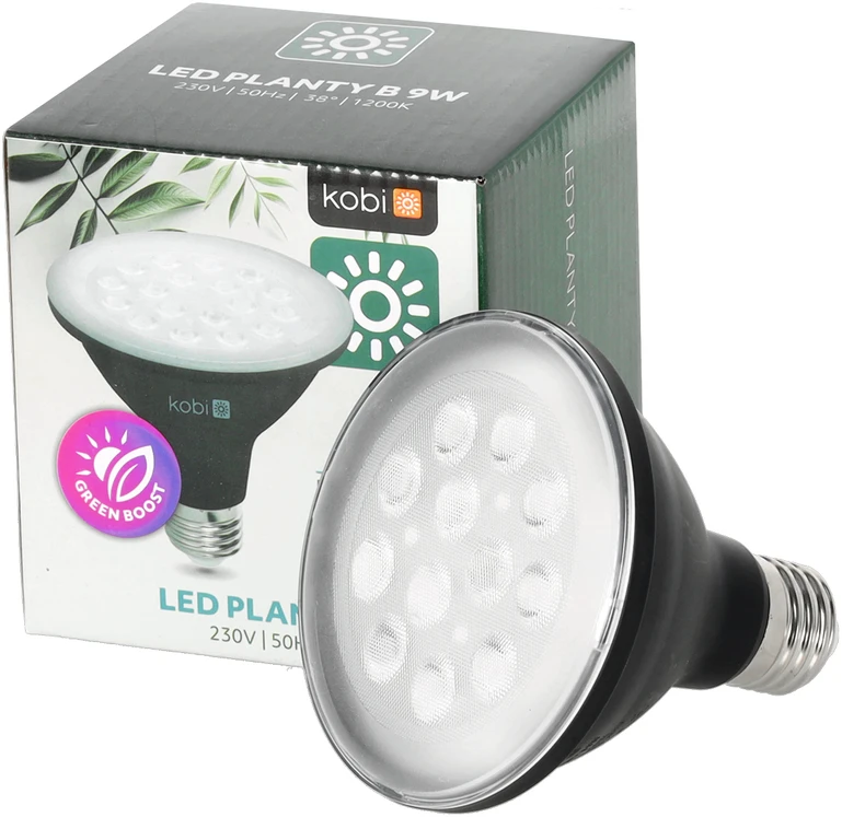 9W LED augalų auginimo lemputė PLANTY, E27, juoda, 1200K