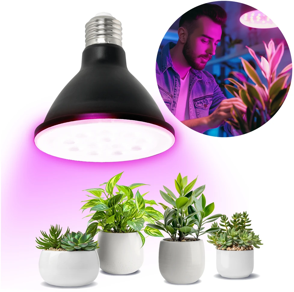 9W LED augalų auginimo lemputė PLANTY, E27, juoda, 1200K