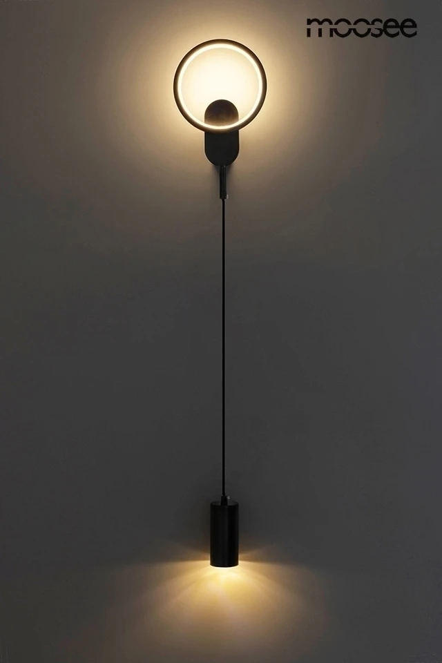 9W LED + E27 sieninis šviestuvas COMO, juodas, 3000K, lemputė parduodama atskirai