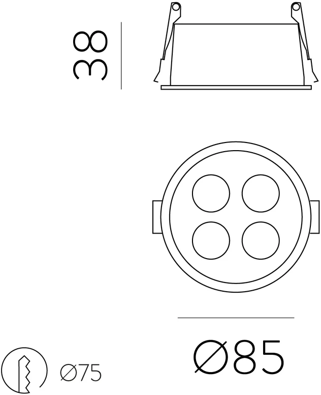 9W LED įleidžiamas šviestuvas INVISIBLE, juodas, 3000K, dimeriuojamas, E3980201NDP