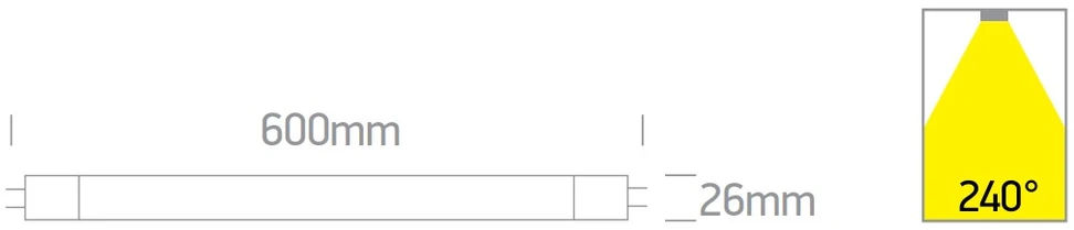 9W LED lempa, T8, 60cm, 3000/4000/6500K, 9009L/V