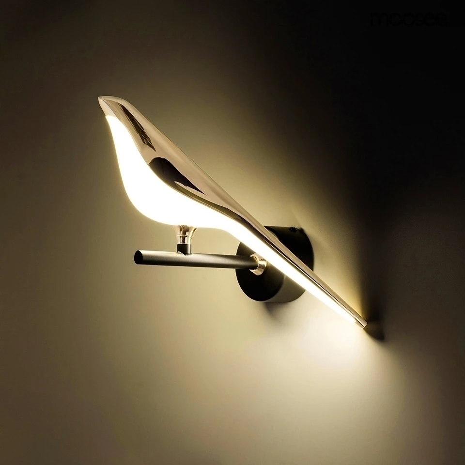 9W LED sieninis šviestuvas BIRD, aukso/juodos sp., 3000K