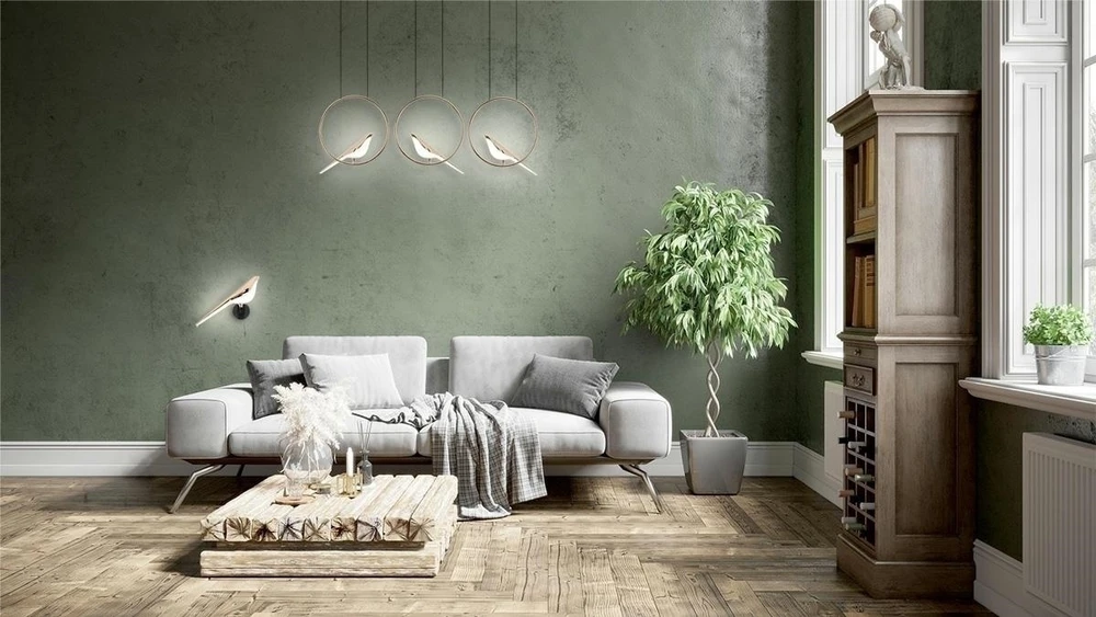 9W LED sieninis šviestuvas BIRD, aukso/juodos sp., 3000K