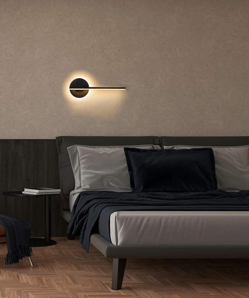 9W LED sieninis šviestuvas HORIZON, juodas, 3000K