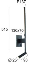 9W LED sieninis šviestuvas NIDO, juodas, 3000K, su pakreipiamu skaitymo šviestuvėliu, 4322900