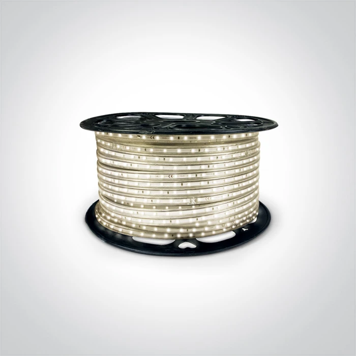 9W/m LED juosta, 230V, 3000K, IP65, 50m ritė, 7860/W