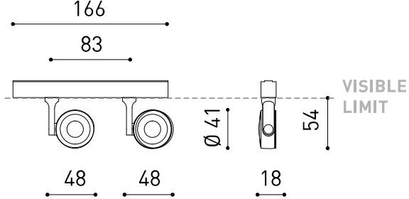 9W šviestuvas į magnetines sistemas SIX XS 48V SHORT DOUBLE, 23°, baltas, 3000K, su maitinimo šaltiniu