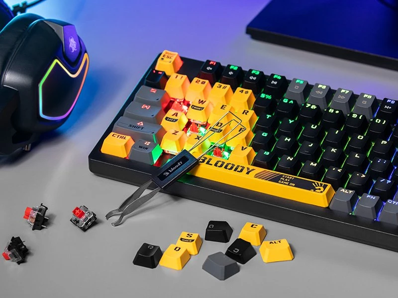 Klaviatūra A4Tech Bloody S98 USB Sports Lime (BLMS Raudona Plus jungikliai)