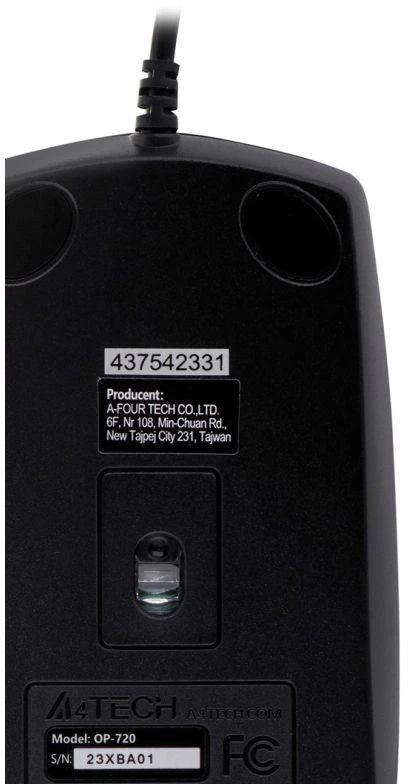 A4Tech OP-720 A4TMYS43754 pelė (optinė; 800 DPI; juoda)