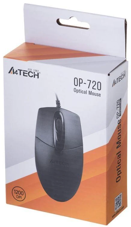 A4Tech OP-720 A4TMYS43754 pelė (optinė; 800 DPI; juoda)