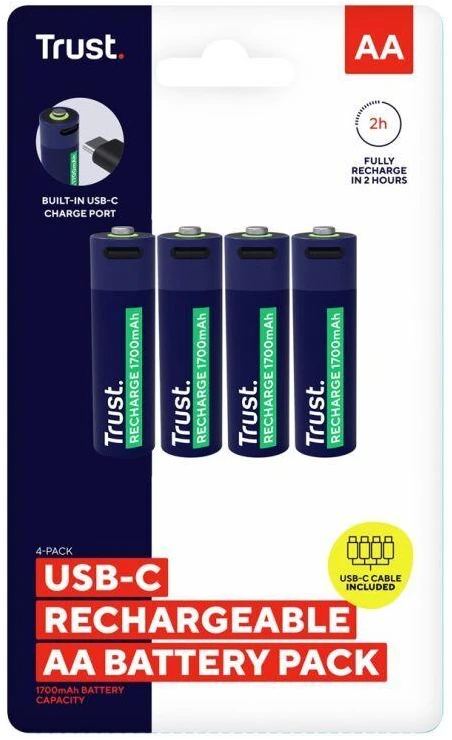 AA „Trust“ įkraunamos USB-C baterijos, 4 vnt.