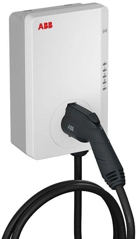 ABB Terra AC W11-G5-R-V2-0 įkrovimo stotelė: Terra AC sieninė dėžutė 11 kW, 2 tipas, 5 m laidas, 3 fazės / 16 A, su RFID, 2 versija