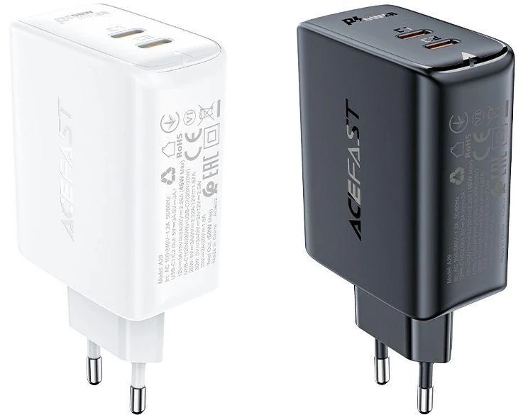 Sieninis įkroviklis Acefast A29 PD50W GAN 2x USB-C 50W (juodas)
