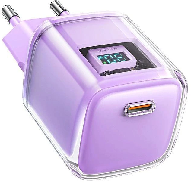 Sieninis įkroviklis Acefast A53 Sparkling serija PD 30W GaN (violetinė)