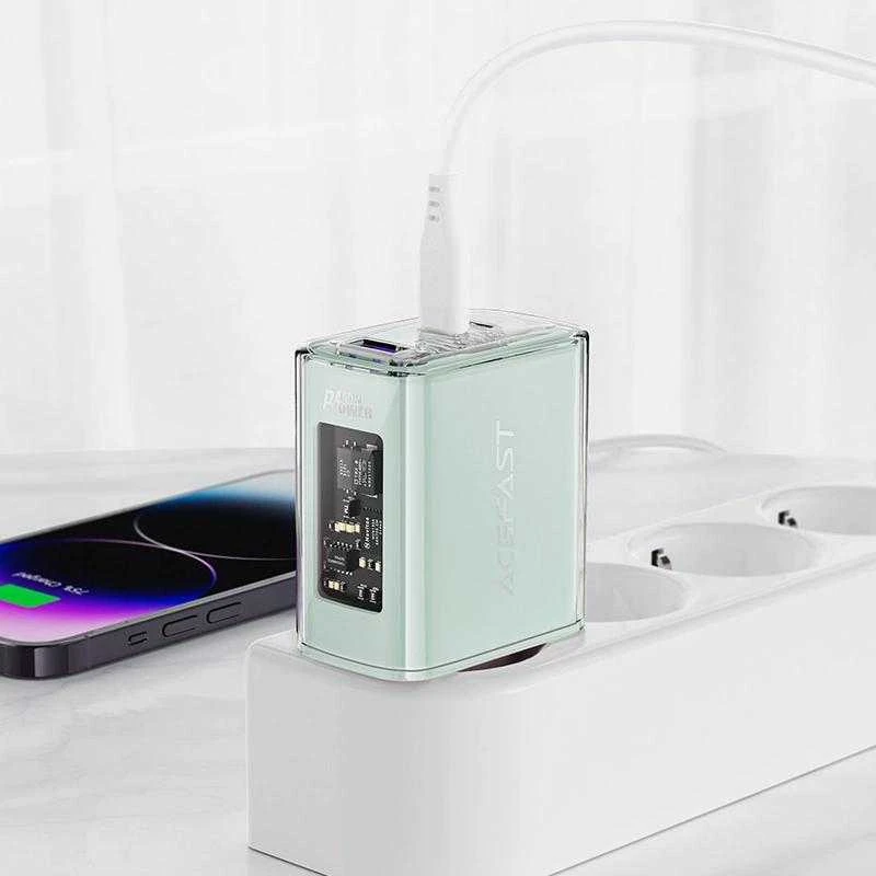Sieninis įkroviklis Acefast A45 2x USB-C 1xUSB-A 65W PD - Pilkas