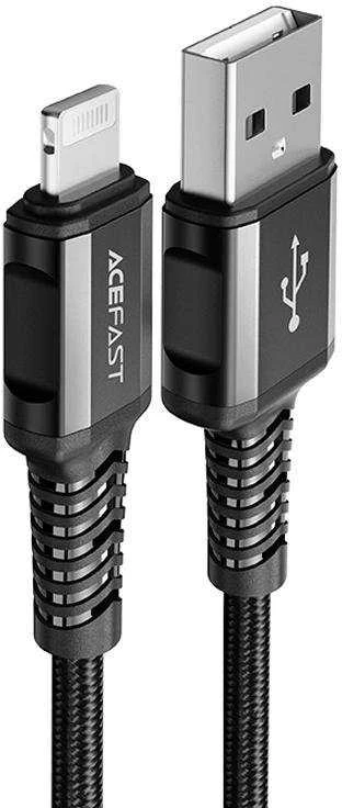 USB laidas prie Lightning Acefast C1-02, 1.2 m (juoda)