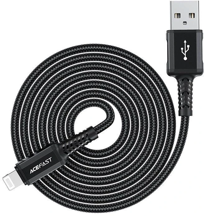 USB laidas Acefast C4-02 MFi USB-A iki Lightning 1.8m juodas