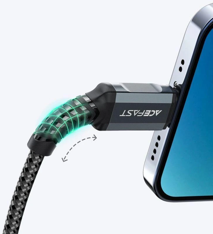 USB laidas prie Lightning Acefast C1-02, 1.2 m (juoda)