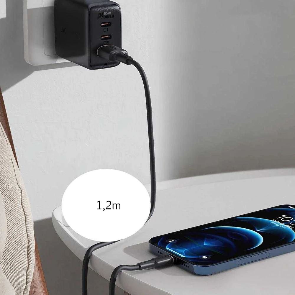 USB laidas Acefast C2-04 USB-A į USB-C 1.2m juodas