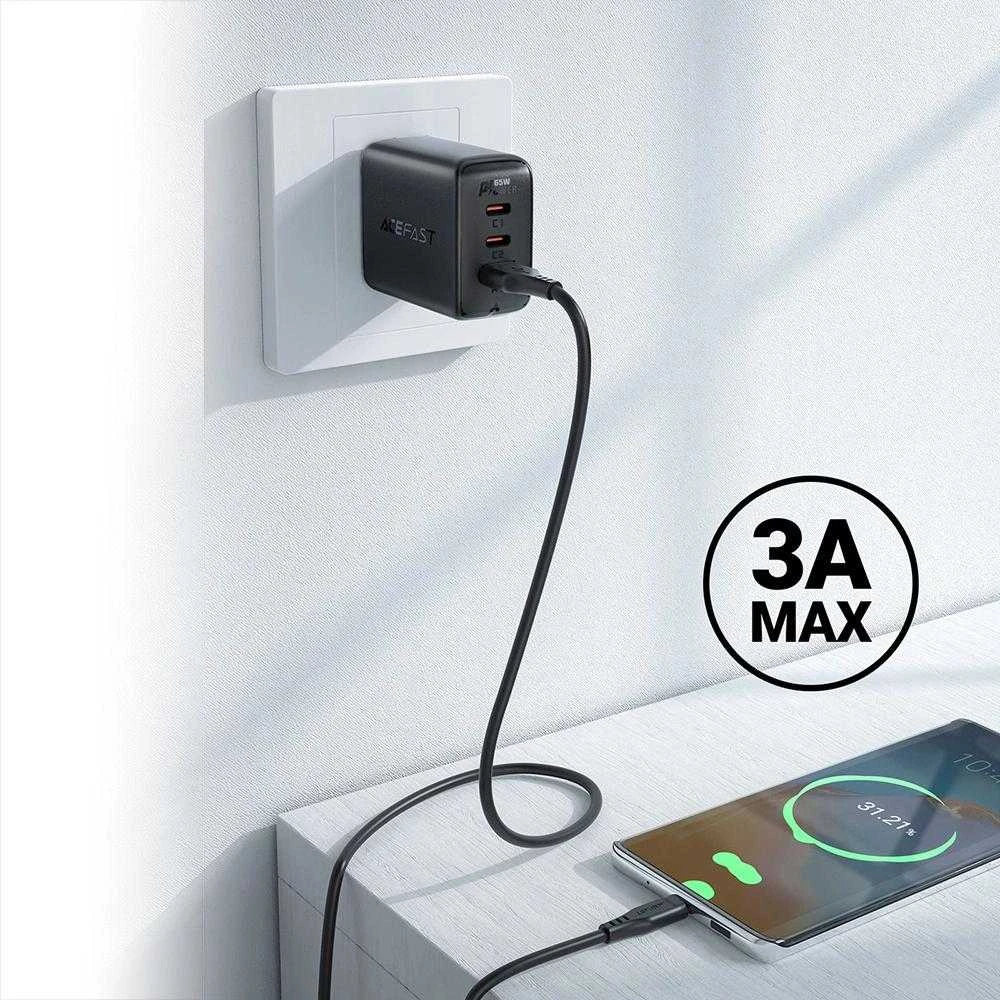 USB į USB-C Acefast C3-04 kabelis, 1.2 m (baltas)