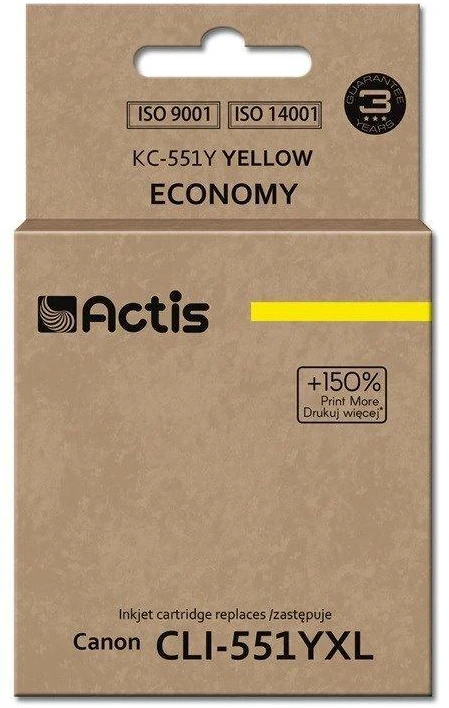 Rašalo kasetė - Actis KC-551Y Suderinama Su Canon CLI-551Y Geltona