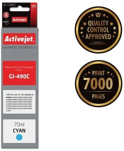 Rašalo Kasetė - Activejet AC-G490C Mėlyna 70ml