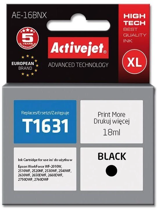 Rašalo Kasetė - Activejet AE-16BNX, 18 ml, Juoda