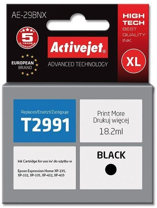 Rašalo Kasetė - Activejet AE-29BNX 18 ml Juoda