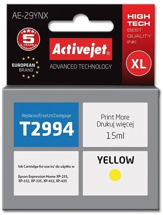 Rašalo Kasetė - Activejet AE-29YNX, Geltona