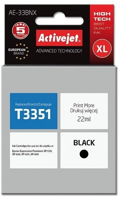 Rašalo Kasetė - Activejet AE-33BNX 22ml Juoda