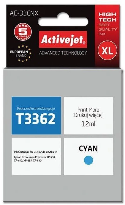 Spausdintuvo Rašalo Kasetė - Activejet AE-33BNX Juodas 22 ml