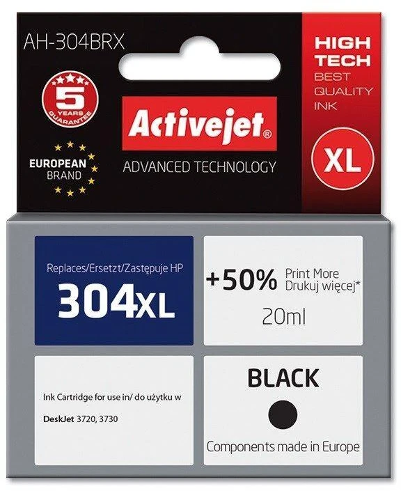 Rašalo Kasetė - Activejet AH-304BRX Juodas 20 ml