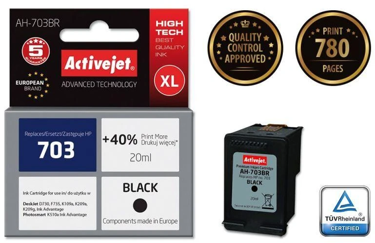 Rašalo Kasetė - Activejet Ah-703br 20ml Juoda