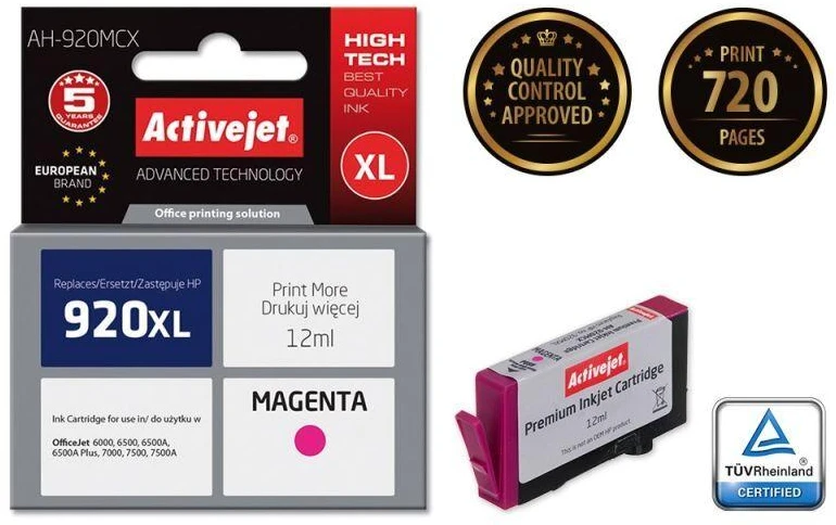 Rašalo kasetė - Activejet AH-920MCX HP 920XL Magenta