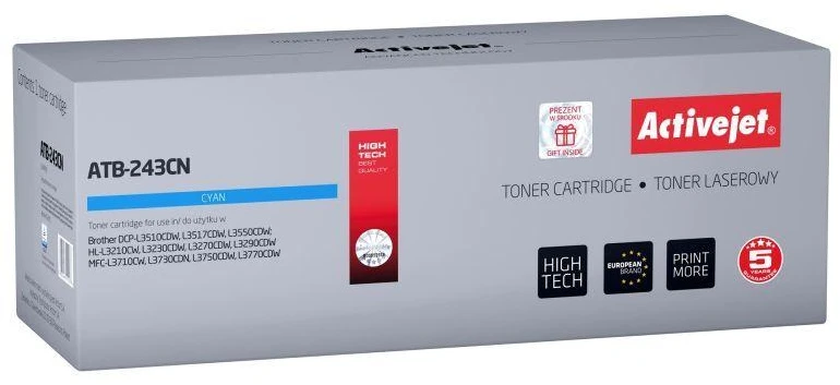 Toneris Activejet ATB-243CN (pakaitinis Brother TN-243C, Standartinis, 1000 psl., mėlynas)