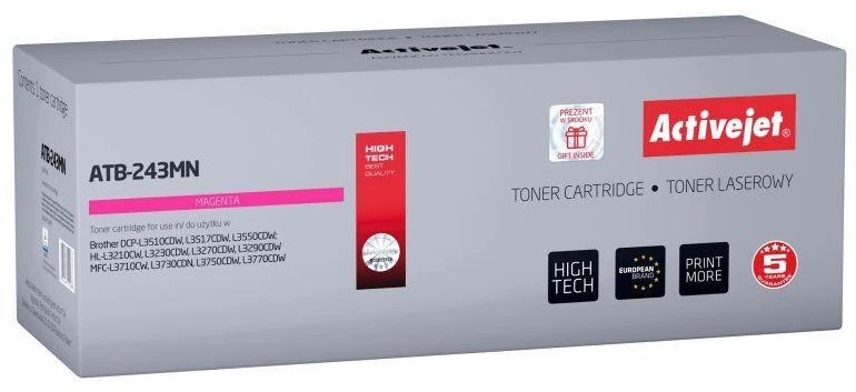 Toneris Activejet ATB-243MN (pakaitinis Brother TN-243M, standartinis, 1000 puslapių, purpurinė)